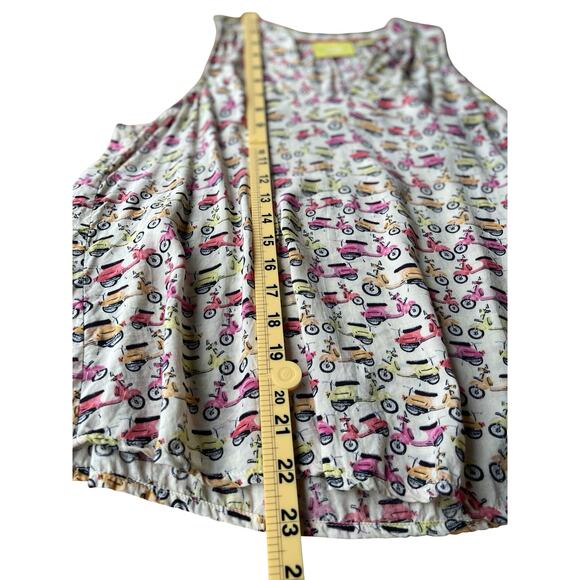 Maeve Anthropologie Vespa Scooter Print Sleeveless Blouse Enna Tank - Size 6 - Picture 10 of 13